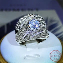 Luxury Double Set Ring High-Grade Zircon Plated Real Gold Men's And Women's Rings Party Wedding Jewelry Gift
