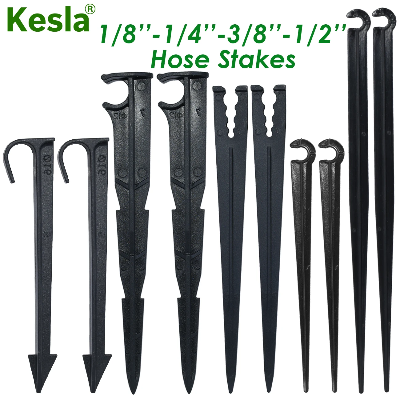 KESLA 1/8\'\'&1/4\'\'&3/8\'\'&1/2\'\' 16MM Fixed Stakes for 4/7mm 8/11mm PE PVC Hose Tubing Micro Water Drip Irrigation Hold Anchor Hook