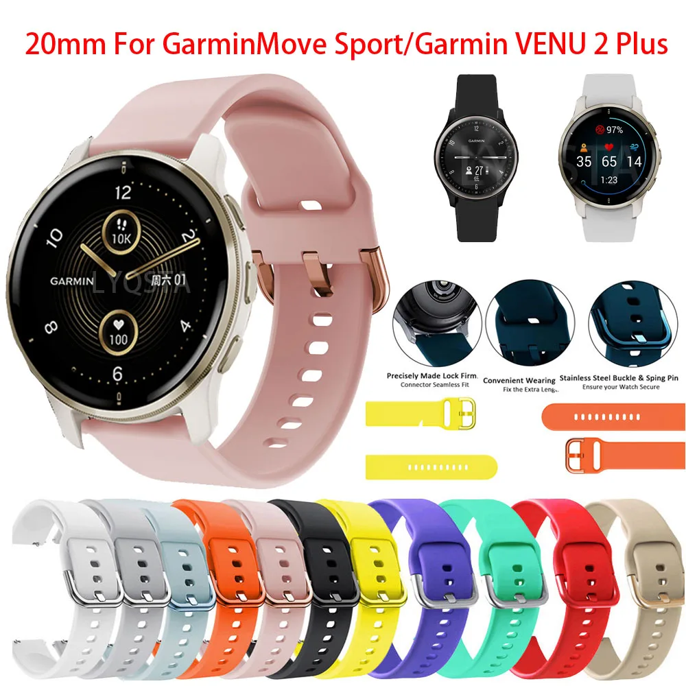 20 مللي متر الرسمي سيليكون الفرقة ل garmindrive الرياضة حزام حزام الساعات ل Garmin VENU 2 زائد معصمه استبدال سوار الفرقة