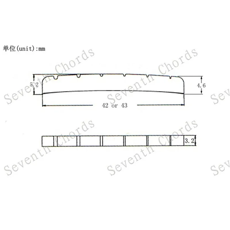 10 Stück/Set Gebogene 6-Saiten-Sattelstücke aus Messing für E-Gitarren in zwei Größen zur Auswahl, Gitarrenteile – Detail 9