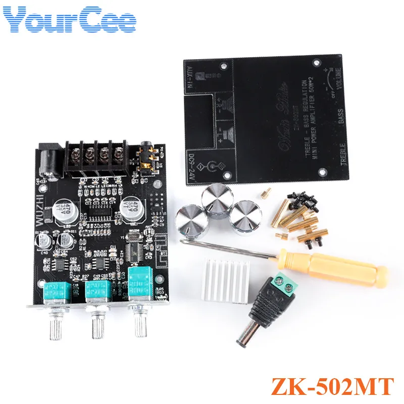 ZK-502MT 2*50W High Power Audio Stereo Subwoofer Amplifier Board Module ZK-502 2.0 Channel AUX Bass Treble AMP