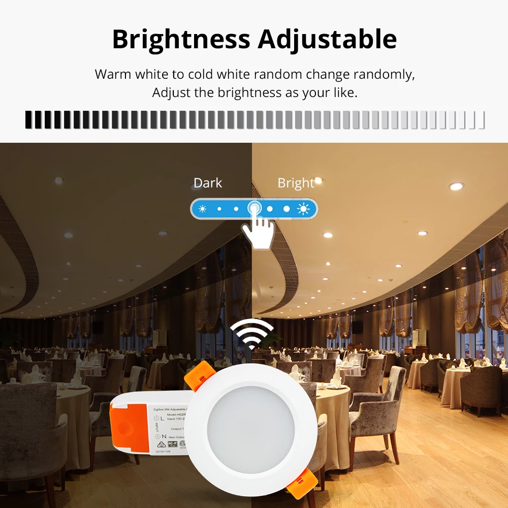 Benexmart Zigbee 3.0 LED Downlight 12W 15W Inteligentna okrągła lampa sufitowa RGBW Ściemnialny reflektor TUYA Smartthings Alexa Google Home