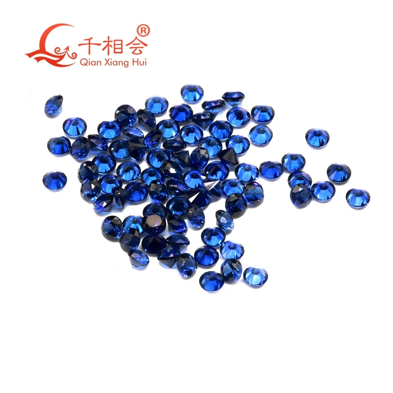 0.8mm to 2mm 34# 35# blue sapphire color round shape synthetic corundum 100pcs per bag for jewelry making