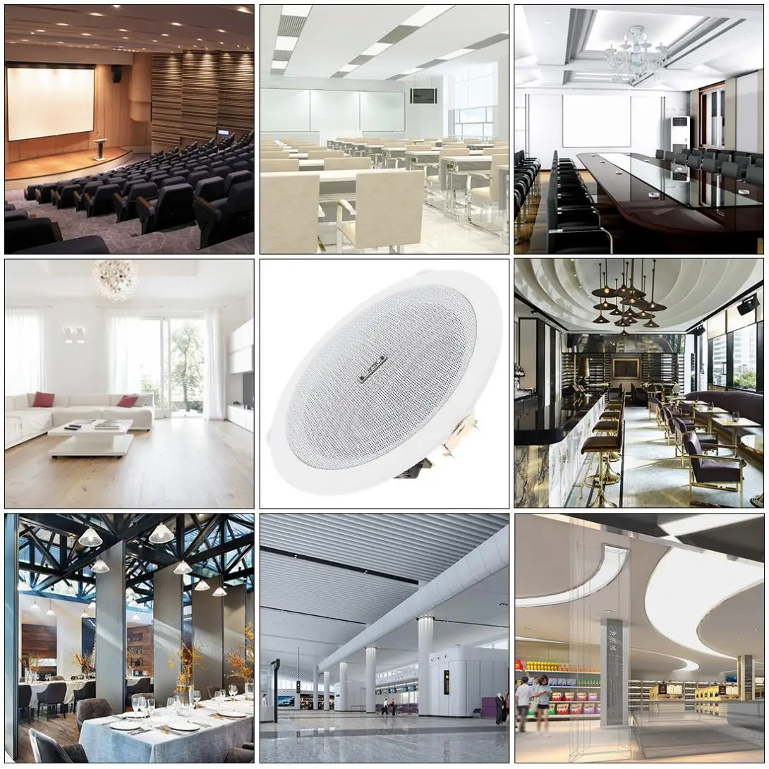 ASK-630 6 بوصة 15 واط موضة المعادن ميكروفون المدخلات USB مشغل MP3 سقف المتكلم البث العام خلفية سماعة موسيقية