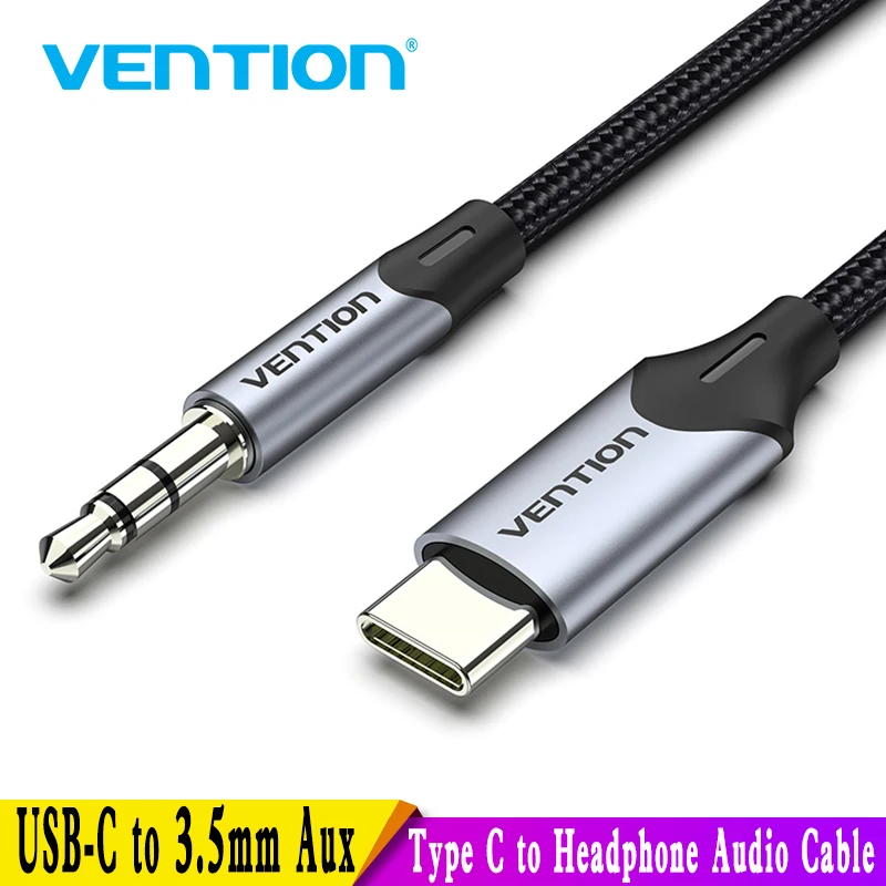 Vention USB C to 3.5mm Type C to Aux Headphone 3.5 Jack Adapter Audio Cable for Huawei P40 nova7 Xiaomi Mi 6 9 10 Pro Oneplus 7