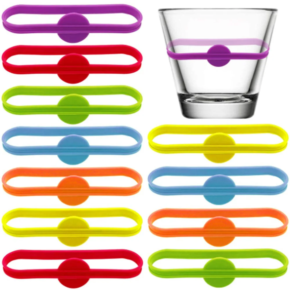 

12pcs Beer Glass Cup Wine Glass Bottle Strip Tag Marker Glass Identifier Recognizer for Bar Party Home Use