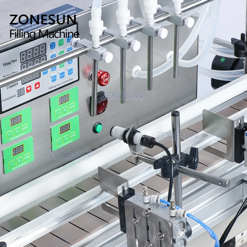 ZONESUN Automatic Four Nozzles Diaphragm Pump Beverage Shampoo Essential Oil Filling Machine ZS-DTDP-4P Glass Bottle Jar Filler