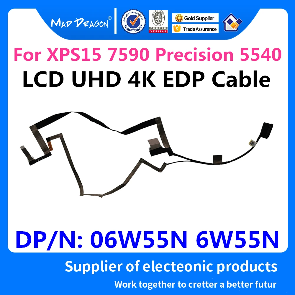 New original Laptop LCD LVDS Cable LCD EDP Video Cable For Dell XPS15 7590 Precision 5540 M5540 LCD UHD 4K cable 06W55N 6W55N