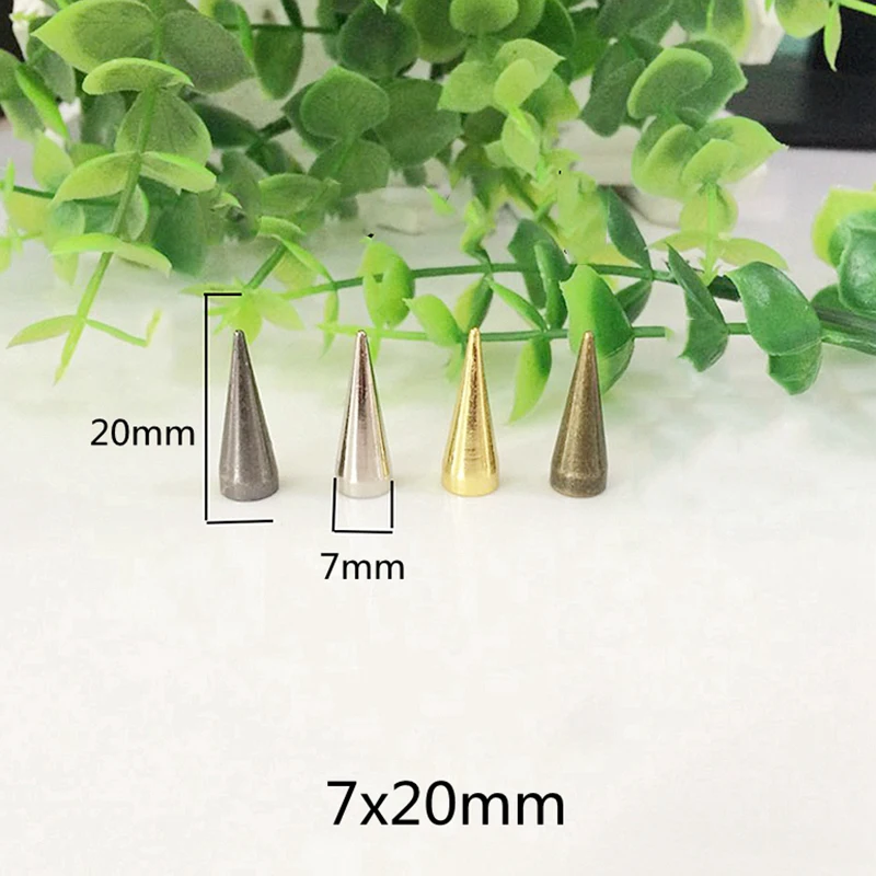 7mm Diameter Brass Punk Spike Garment Rivet Studs With Screws For Bracelet Bag Hat Shoe Chocker Collar Leather Craft Accessories