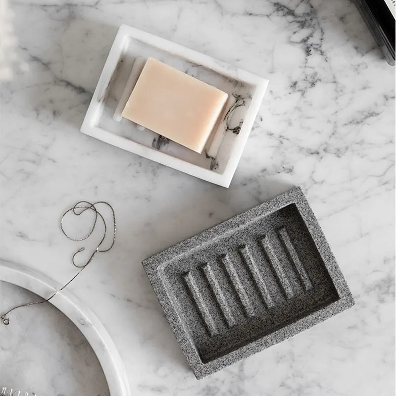 

Nordic Bathroom Accessories Imitation Marble Stripe Resin Soap Holder Storage Dish porte savon zeepbakj мыльница для кухни