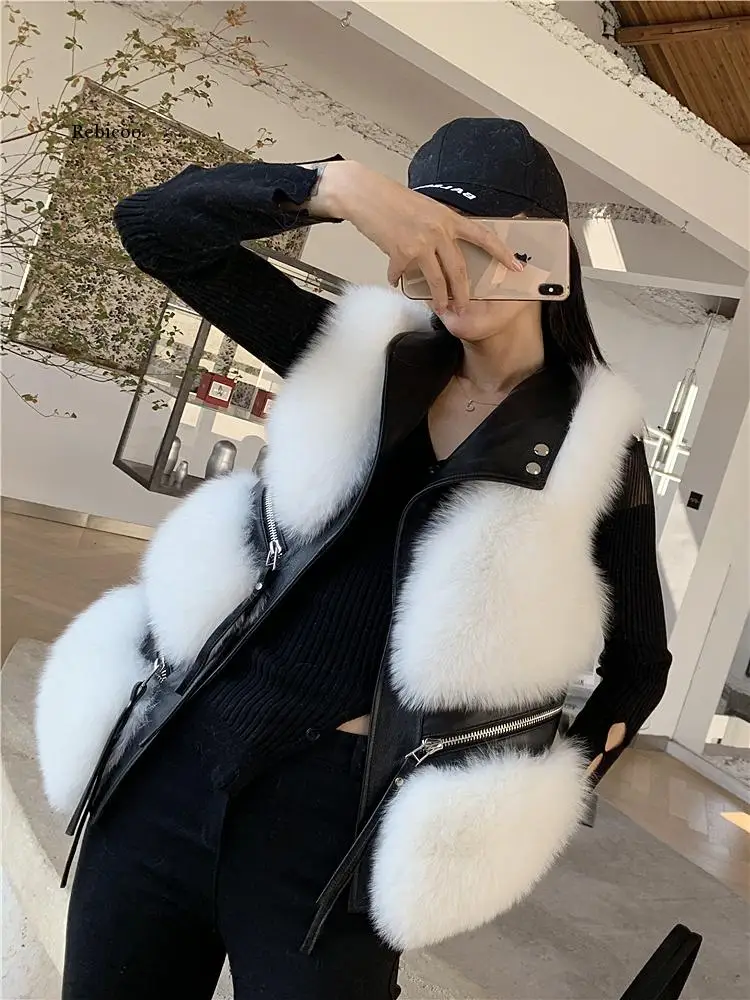 Whole Hide Fox Fur Vest Women's Short Style Thin 2020 New Style for Autumn and Winter Fur Coat Fur Vest Waistcoat