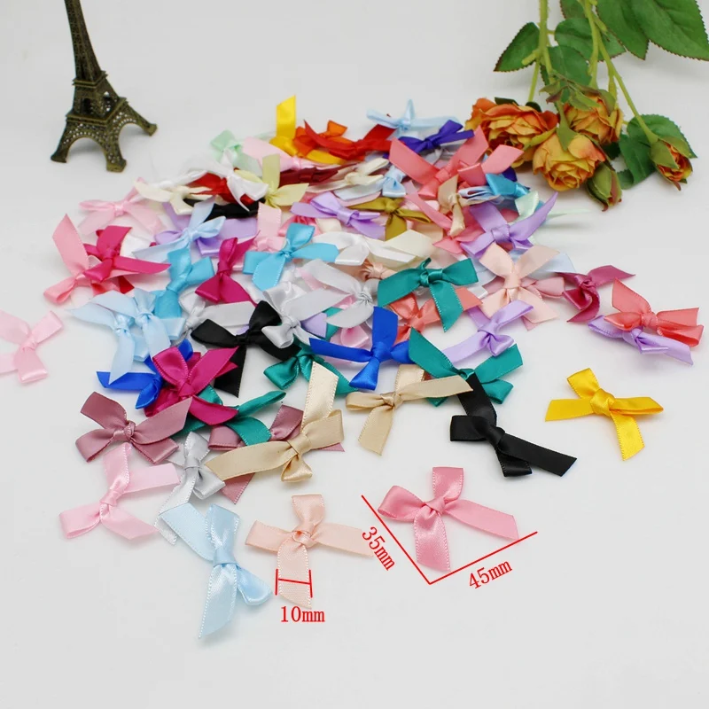 50/100/200pcs Solid Polyester Ribbon Bowtie Kawaii Garment for Craft jewelry accessory gift decorated/satin silk flower