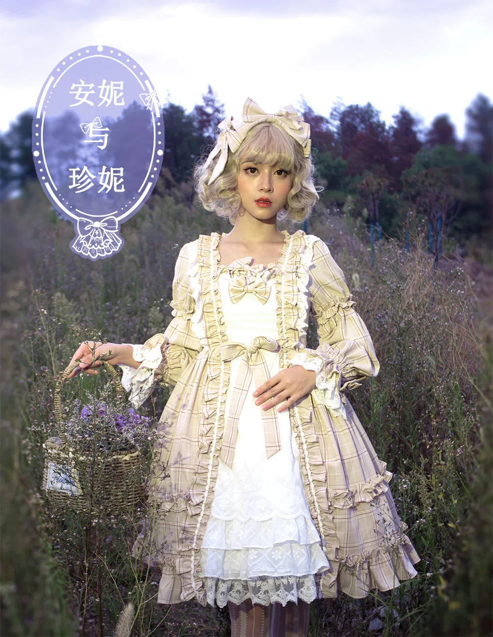 Ngọt Ngào Công Chúa Lolita Đầm Vintage Phối Ren Nơ Cổ Peter Pan Cao Cấp Victoria Đầm Kawaii Cô Gái Gothic Lolita OP Loli