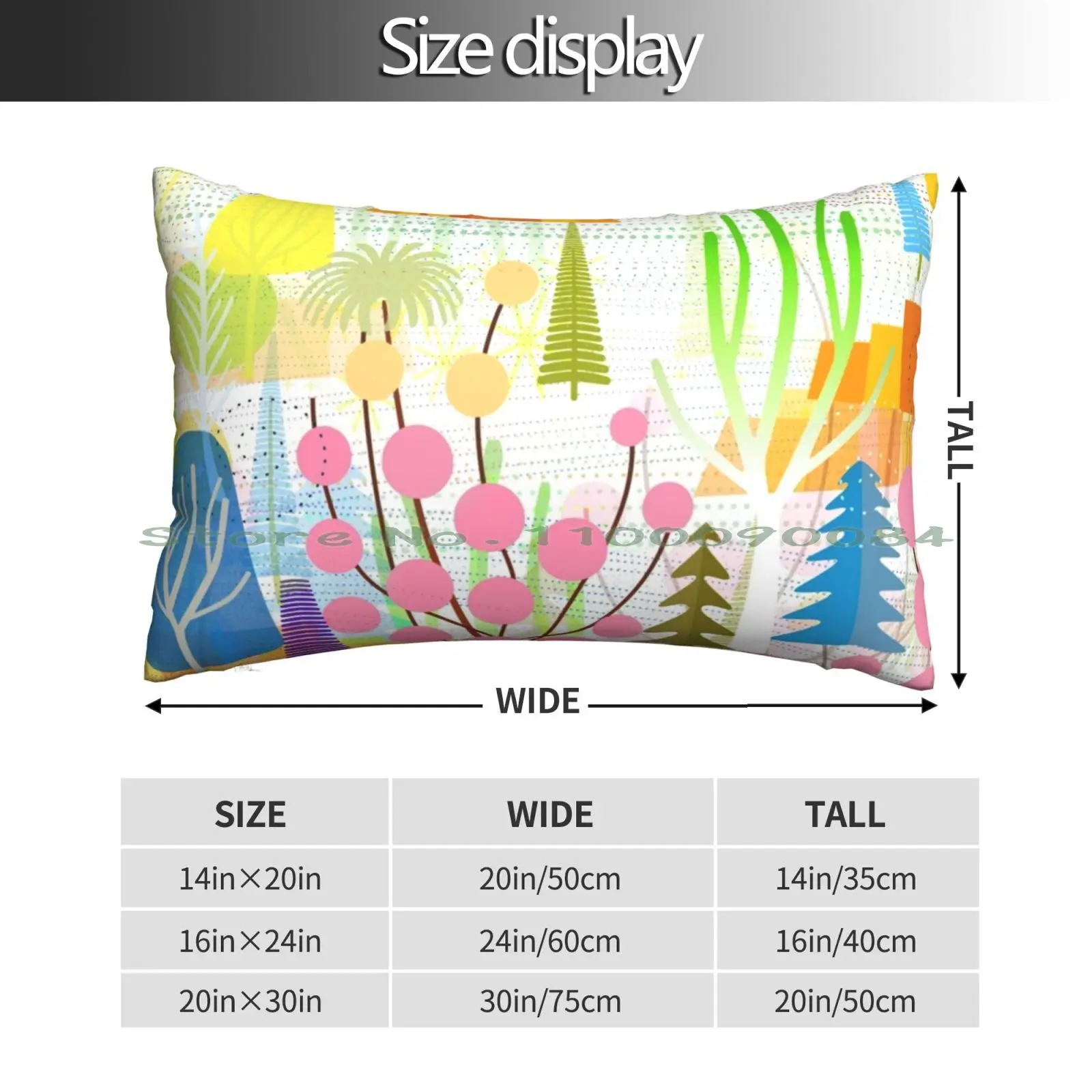 Fresh Day Pillow Case 20x30 50*75 Sofa Bedroom Abstract Graphic Landscape Trees Light Colors Vivid Primary Subtle Transparent