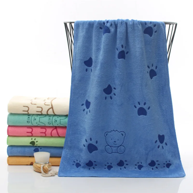 35x75cm Lovely Rabbit Bear Soft Microfiber Baby Infant Small Bath Towel Newborn Absorbent Drying Washcloth Feeding Cloth