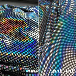 Rainbow Laser Sequined Gauze Fabric Iridescent Reflective DIY Decor Stage Cosplay Metallic Skirt Clothes Designer Fabric