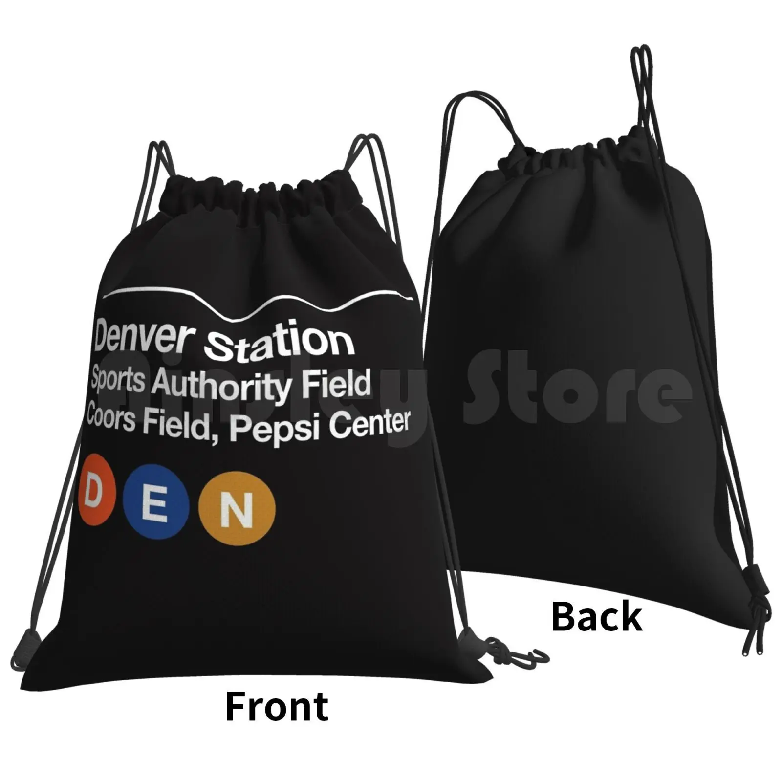 Denver Pro Sports Venues Sign Backpack Drawstring Bag Riding Climbing Gym Bag Denver Colorado Venues Broncos Nuggets