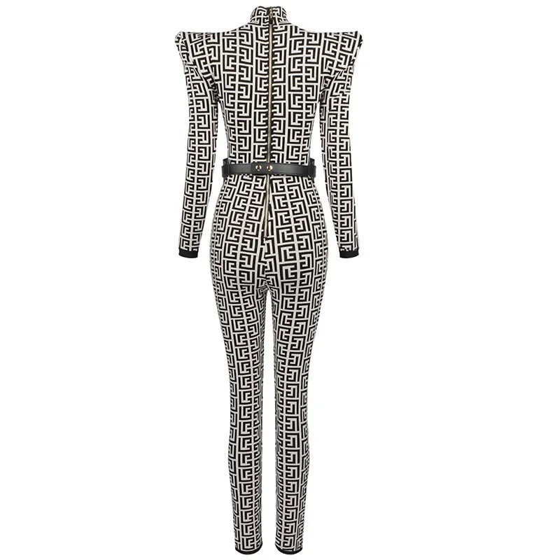 High Quality Sexy Women Long Sleeve Rayon Bandage Jumpsuit Elegant Evening Party Dress Vestidos