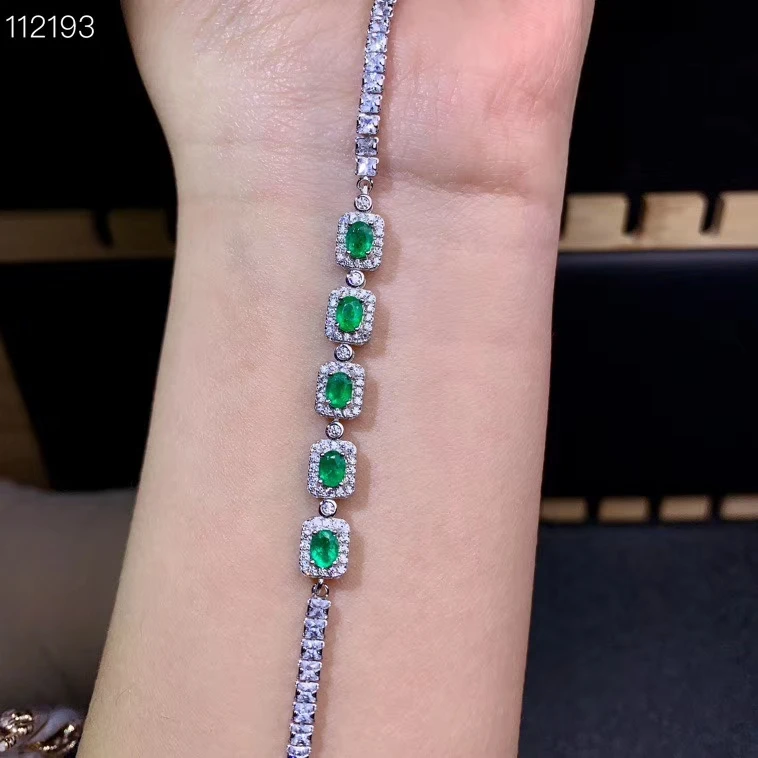 KJJEAXCMY Fine Jewelry 925 Sterling Silver Inlaid GEM Emerald Women Girl's Hand Bracelet Lovely Gift Support Detection