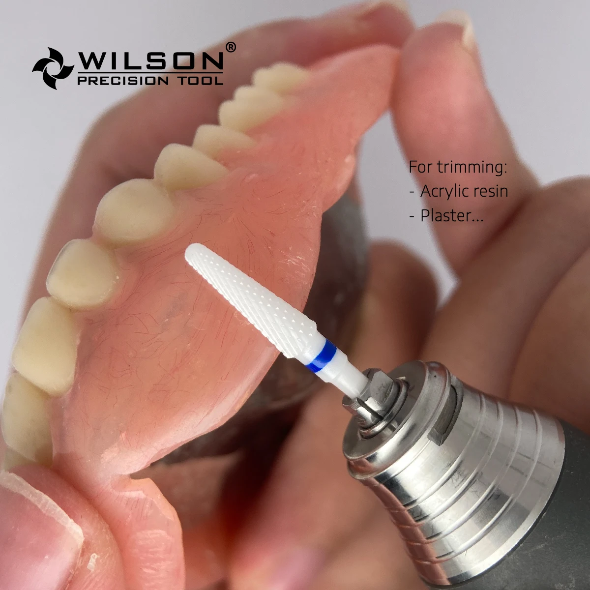 WilsonDental Burs Conical Shape - 4.0mm - Cross Cut - White Solid Zirconia Ceramic Dental Lab Burs