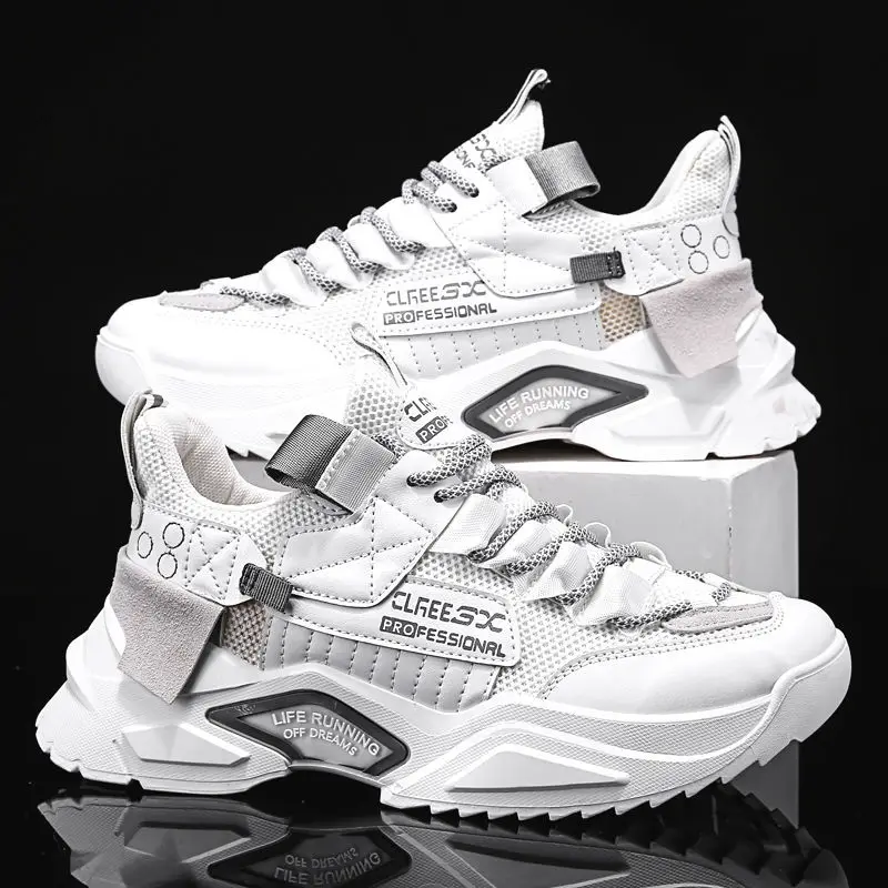 Men's Sports Shoes 2021 Spring and Autumn New Fashion Breathable Thickened Sports Shoes Street Style Men's Leisure Walking Shoes