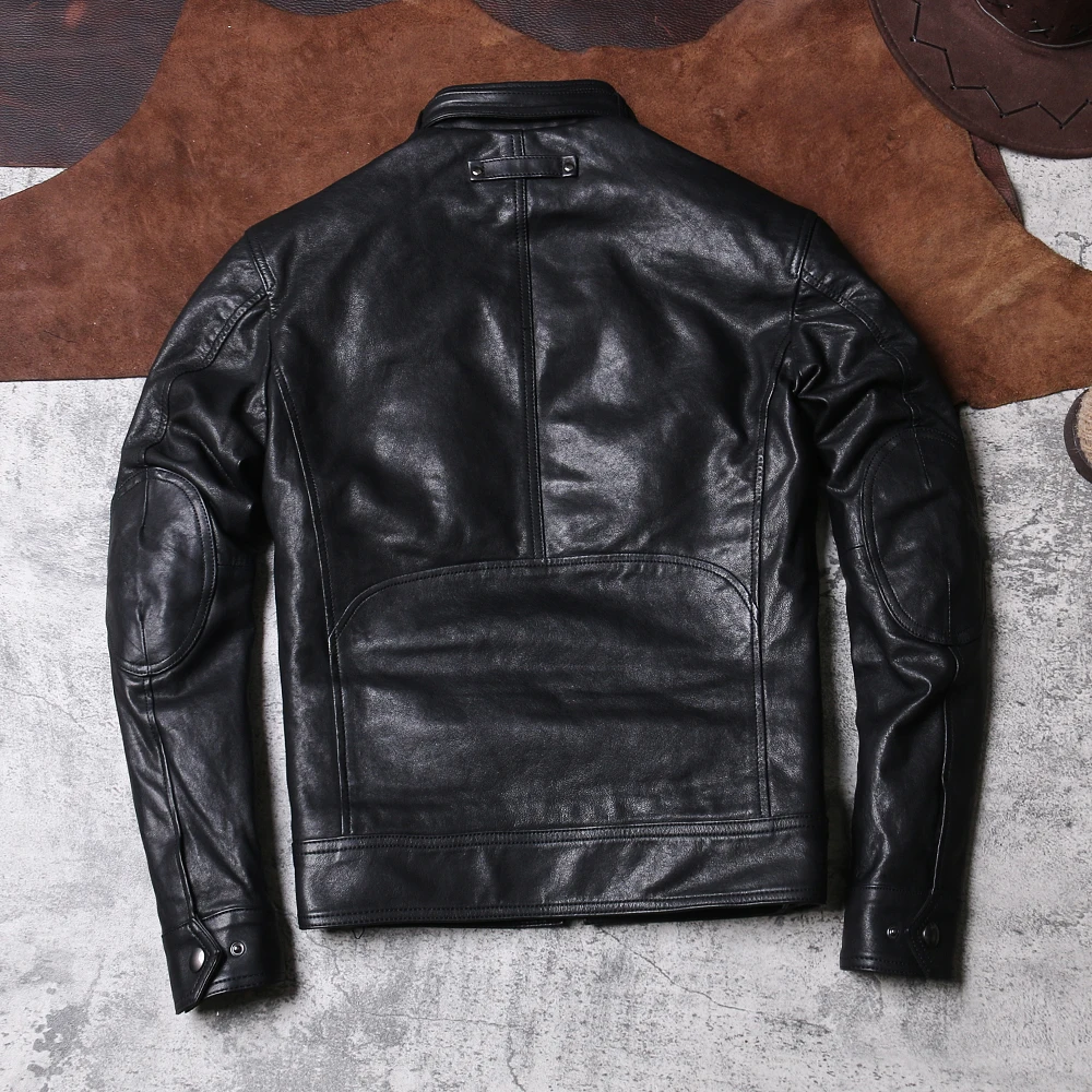 DS640 Rock Can Roll Read Description! Super Offer! Asian Size Good Quality Genuine Goat Leather Stylish Jacket