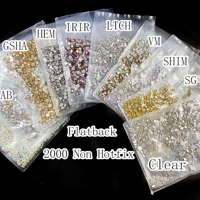 Newl Multi-size SS3-SS20 Glass DIY Glitter Rhinestones 1440pcs Nail Art Decorations Crystal Strass Charms For Beauty Accessories