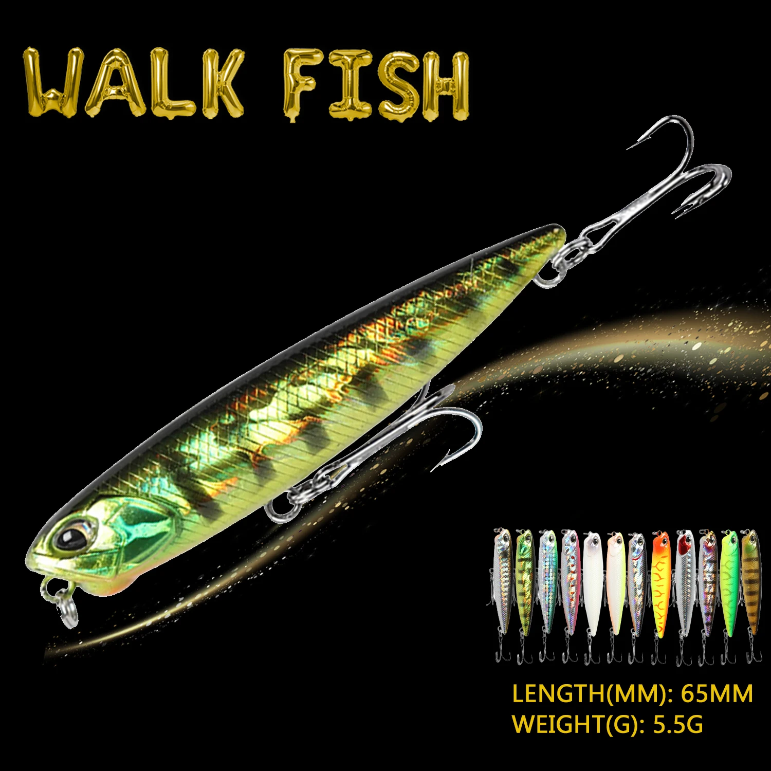 WALK FISH Pencil Fishing Lure 65mm 5.5g Japan Profession Floating Artificial Bait Bionic Hard Bait Bass Pike Fishing Tackle