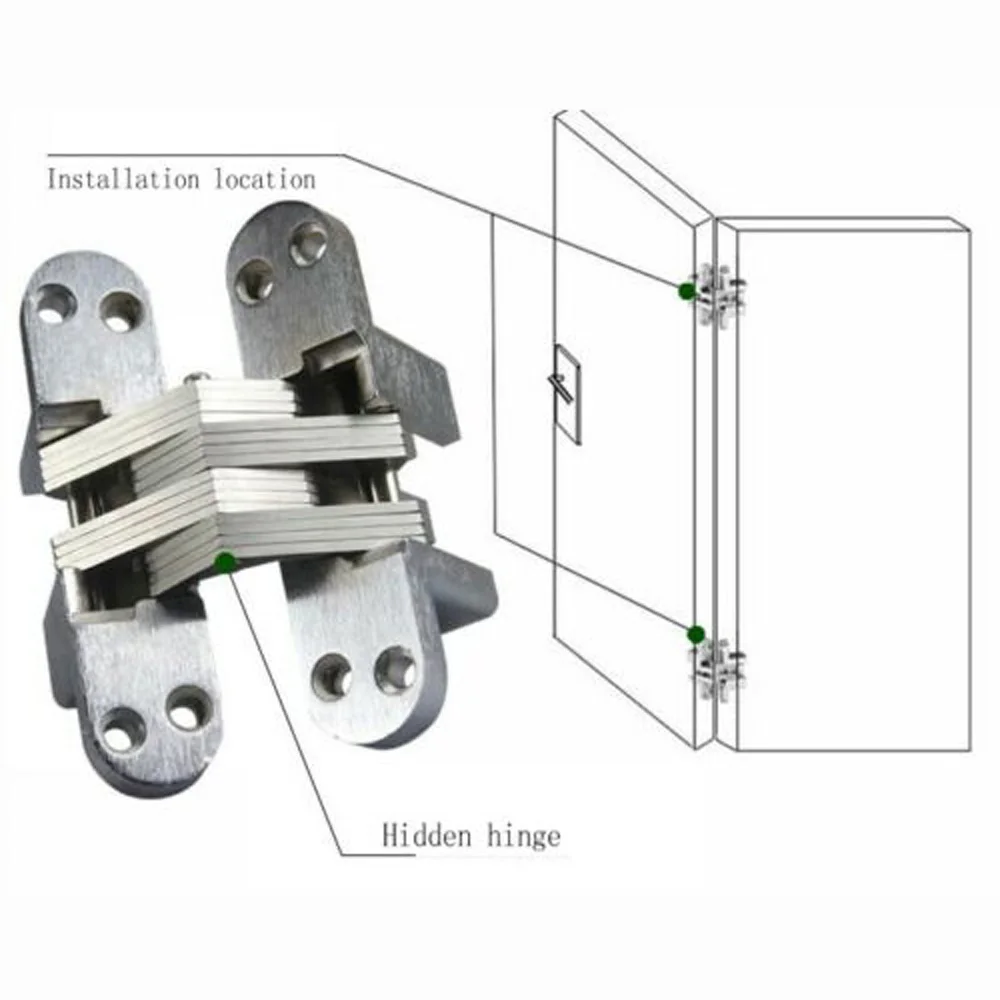 2Pcs Invisible Hinges Cross Hinge Hidden Concealed Cabinet Cupboard Door Wooden Boxes For Folding Window Furniture