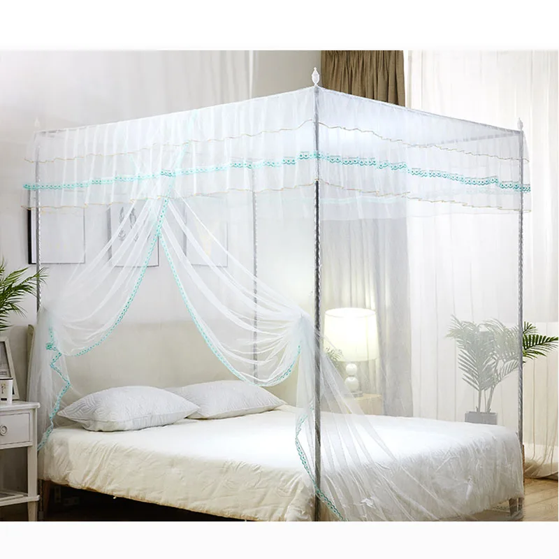 Summer Mosquito Net Single Door 1.8m Bed Household  Single Bed Thick Old Ground Bracket Curtains Princess Encryption Nets