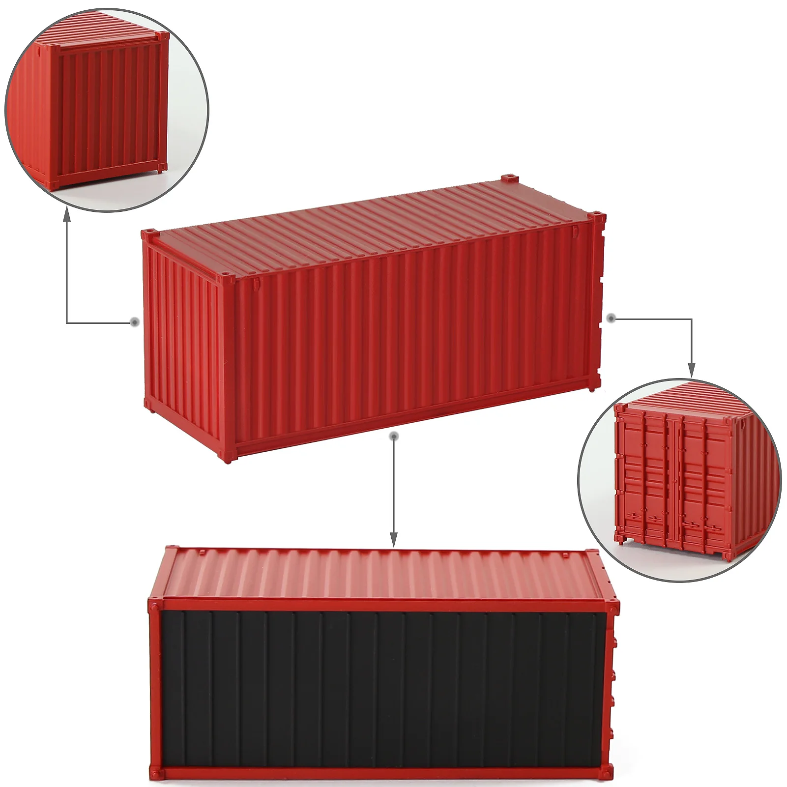 8pcs Different Colors HO Scale 1:87 20ft Blank Shipping Container Model Trains 20\' Cargo Box No Print Pure Color C8720