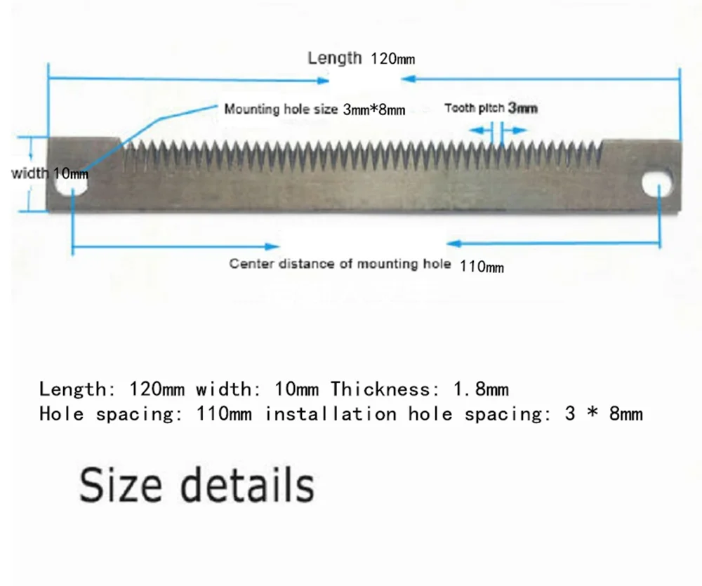 

1 PCS 120X10X1.8mm size particle vertical packaging machine accessories cross-sealing cutter