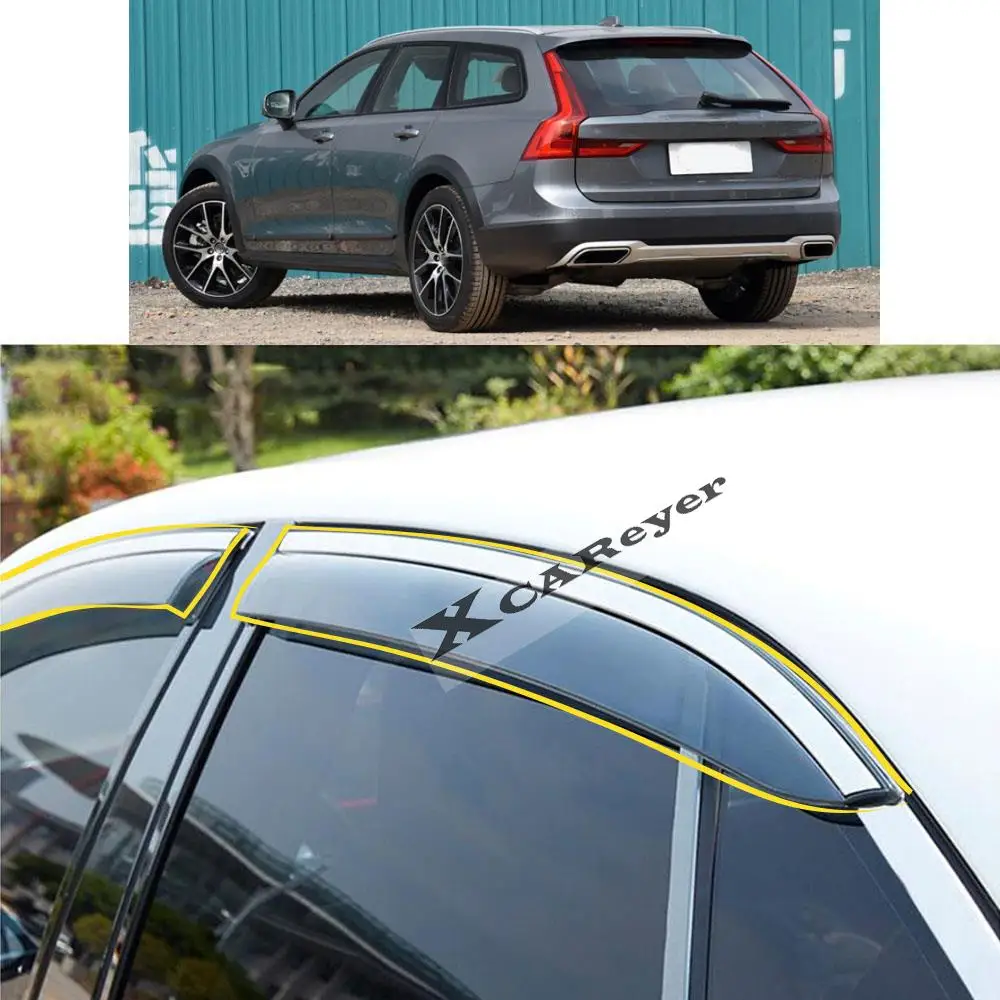 For VOLVO V90 CC Cross Country T5 T6  2018 2019 2020 2021 Car Sticker Plastic Window Glass Wind Visor Rain/Sun Guard Vent