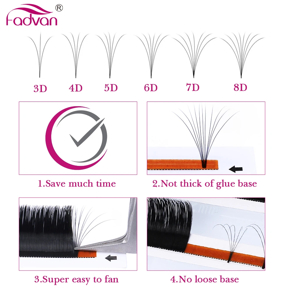 Fadvan Easy Fanning Eyelash Extensions flora Lash Soft Black Russian Volume Lashes Flare Auto Fan Eyelashes Makeup Natural Cilia