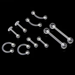 10Pcs/Set Transparent Acrylic Nipple Ring Soft Clear Bar Tongue Piercing Tongue Ring Helix Piercing Sex Jewelry
