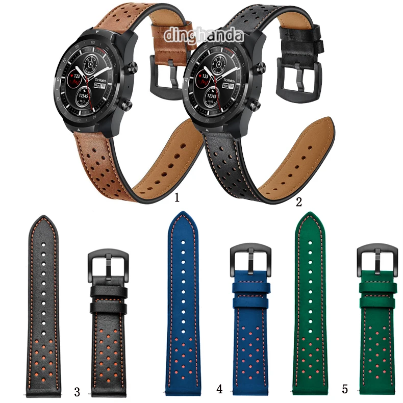 20mm 22mm PU skórzany pasek do zegarka pasek do Haylou LS02 pasek na smartwatcha do paska Ticwatch 2 e Pro E2 S2 pro 4G 2020