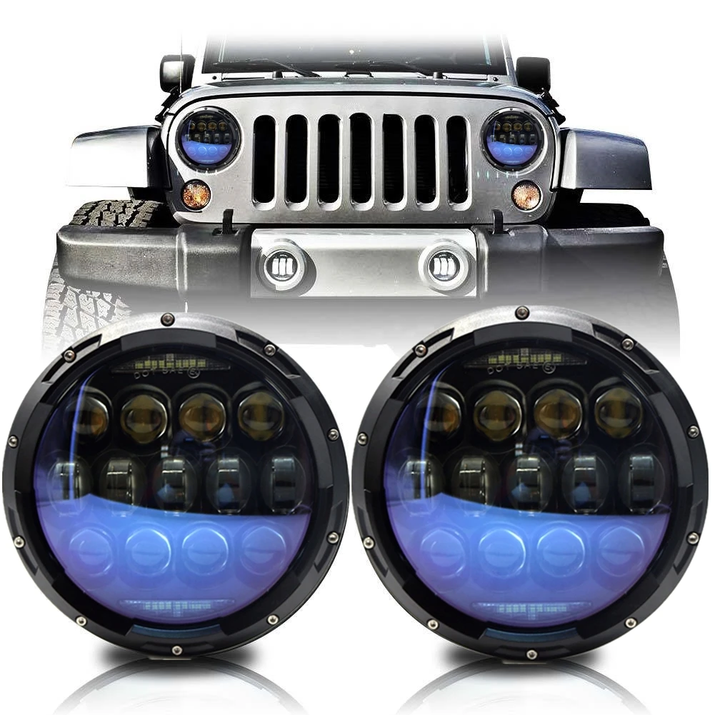 

2pc 260W Car Blue Projector 7Inch Led Headlights For Jeep Wrangler TJ JK With H4 H13 Hi Low Beam Head Lights Fit Hummer Lada 4X4