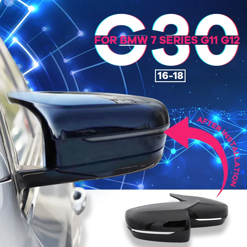 

High quality side car Glossy Black LHD Rearview Mirror cover Caps M style Replacement for BMW 7 series G11 G12 16-18