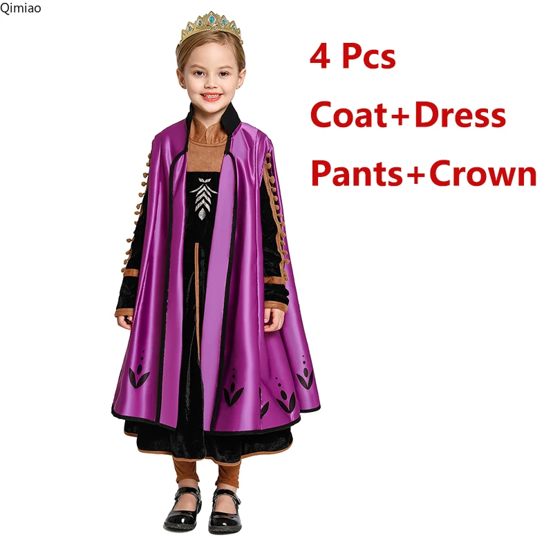 Elsa Anna 2 Dress Girls Princess Carnival Party Halloween Cosplay Costume Snow Queen Vestido Children Clothing For 2-12 Years