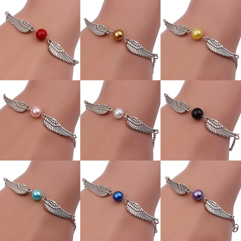 Movie&TV Harried Potter Quidditch Action Toys Snitch Bracelet Red Pink Blue Silver Plated Bracelet Pendant Kids Gift Jewelry