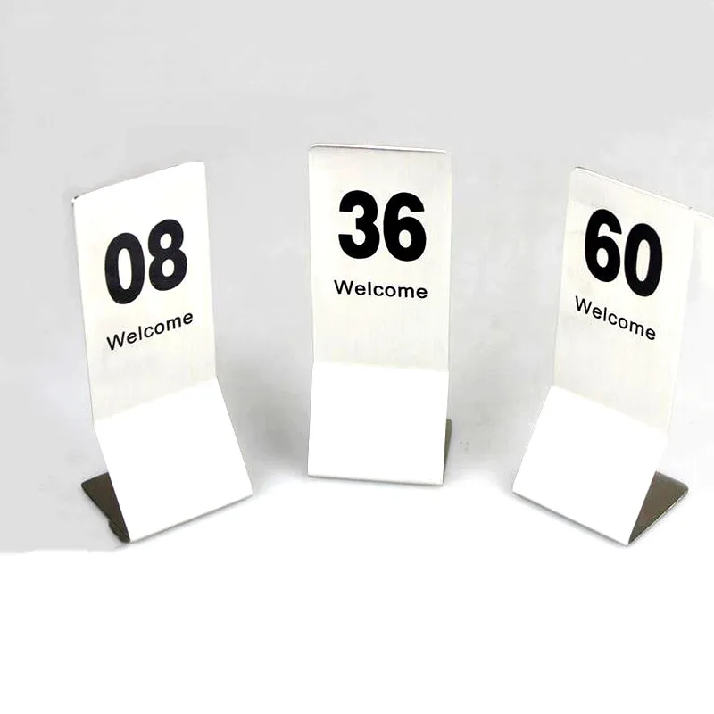 Free shipping Stainless steel Restaurant table number Digital Card seat card desk card display holder Hotel table menu cards