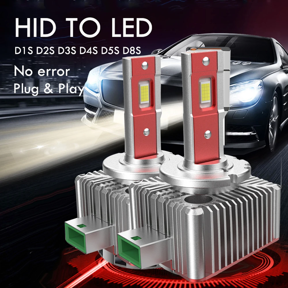 

2PCS D1S CanBus LED D3S D2S D4S Car Headlight HID D5S D8S D1R D2R D3R Turbo LED Lamp 32000LM CSP Chip 6000K White 70W Plug&Play