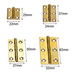 2pcs Brass Hinges w/screws 4/6 Holes Golden Decor Cabinet 1/1.5/2/2.5 inch Door/Furniture Wood Jewelry Box Wine Case Cabinet