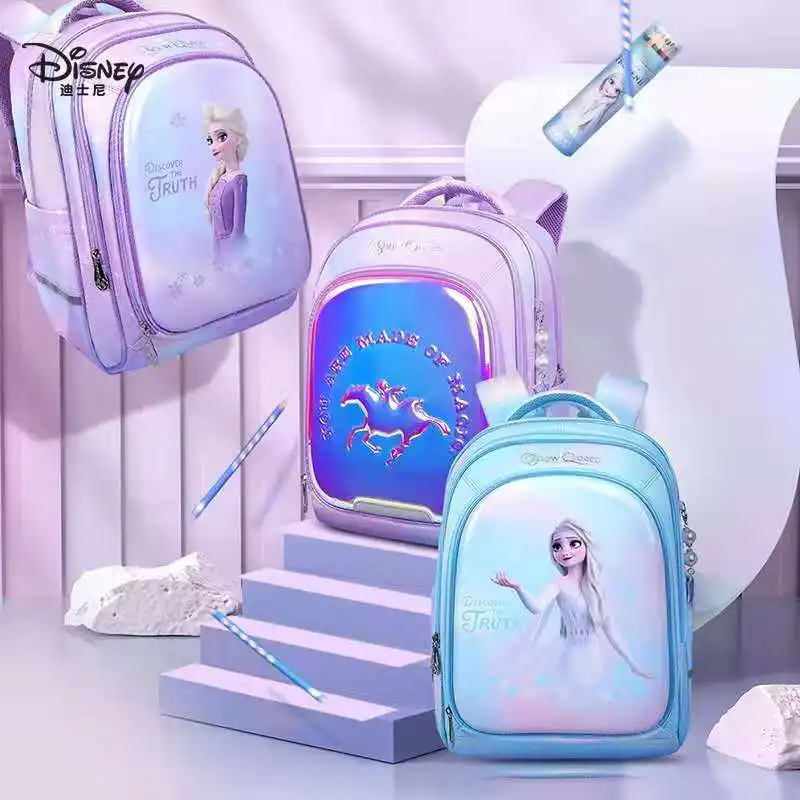 Disney – sac à dos d\'école orthopédique pour filles, grande capacité, pour élèves du primaire, Elsa, Anna, de la reine des neiges, de 1ère à la 5ème