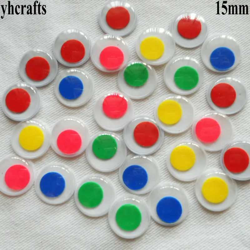 100PCS/Lot Mix different size white backgroud colorful wiggle eyes Creative Toy eyeball Kids DIY crafts material Kindergarten