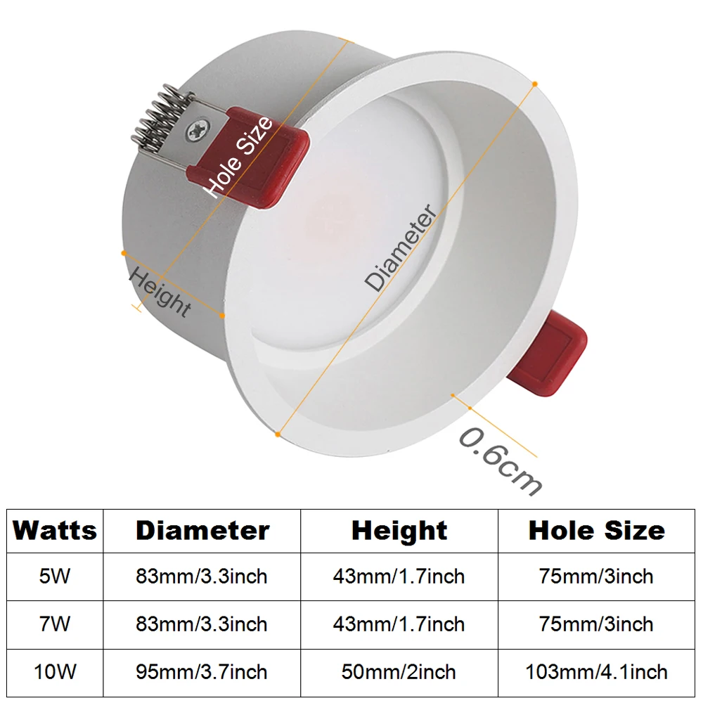 5W 7W 10W antiriflesso LED Downlight incasso LED Spot Light lampada da soffitto AC85-265V camera da letto Cafe decorazione interna luce LED D30