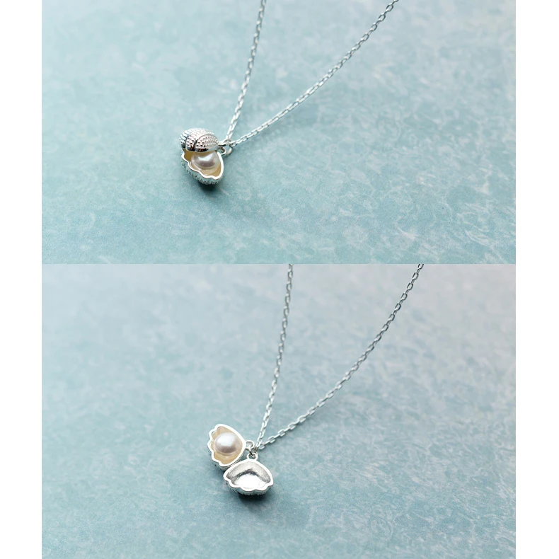 Modian nuovi pendenti della collana di modo della conchiglia di perle d\'acqua dolce naturali in argento Sterling 925 massiccio per le donne gioielli