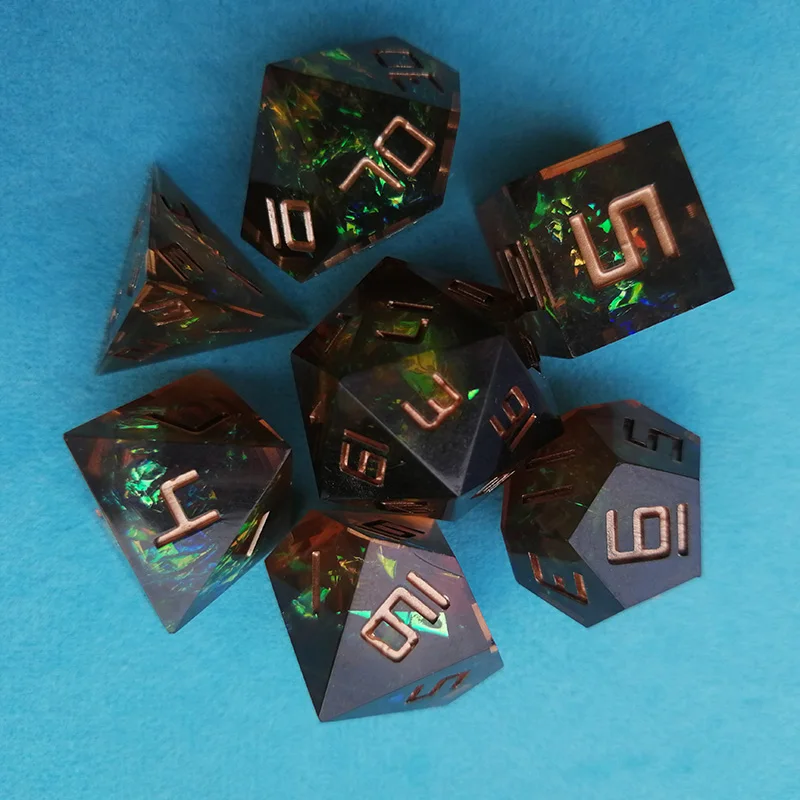 New Dnd dice set  Upscale Resin polyhedral dice  7pcs/Set   rpg dice dadi dados rol D4 D6 D8 D10 D12 D20