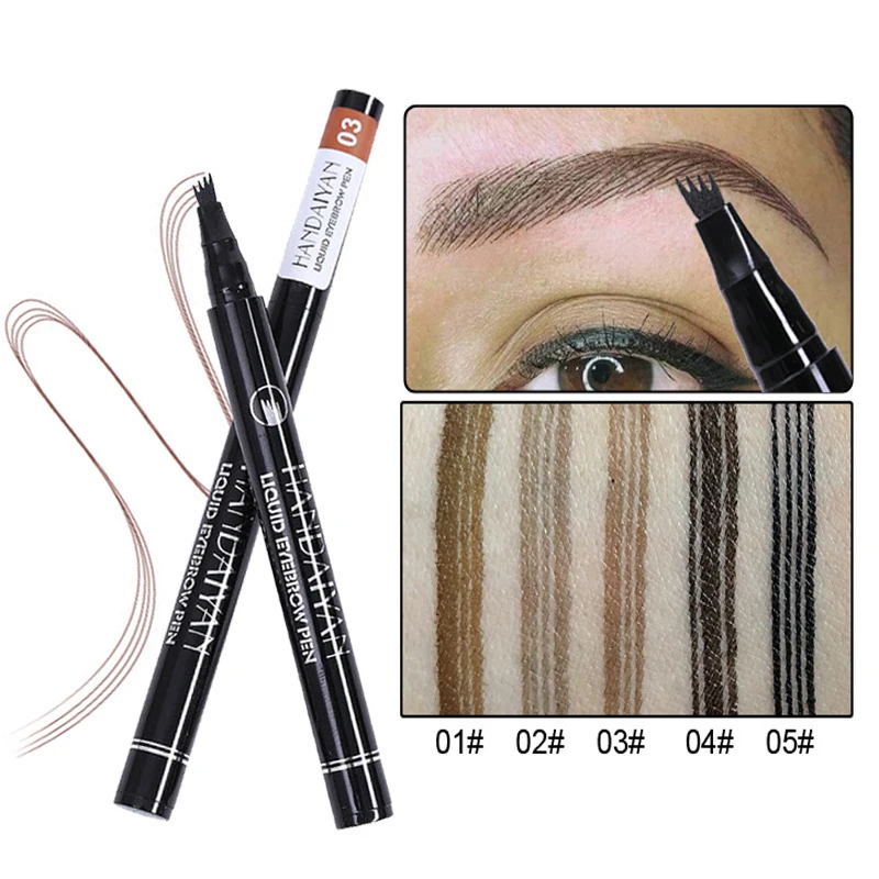 Microblading Liquid Eyebrow Pen 3D Waterproof 4 Fork Tip point Eyebrow Tattoo Pencil Long Lasting Fine Sketch Waterproof Cheap