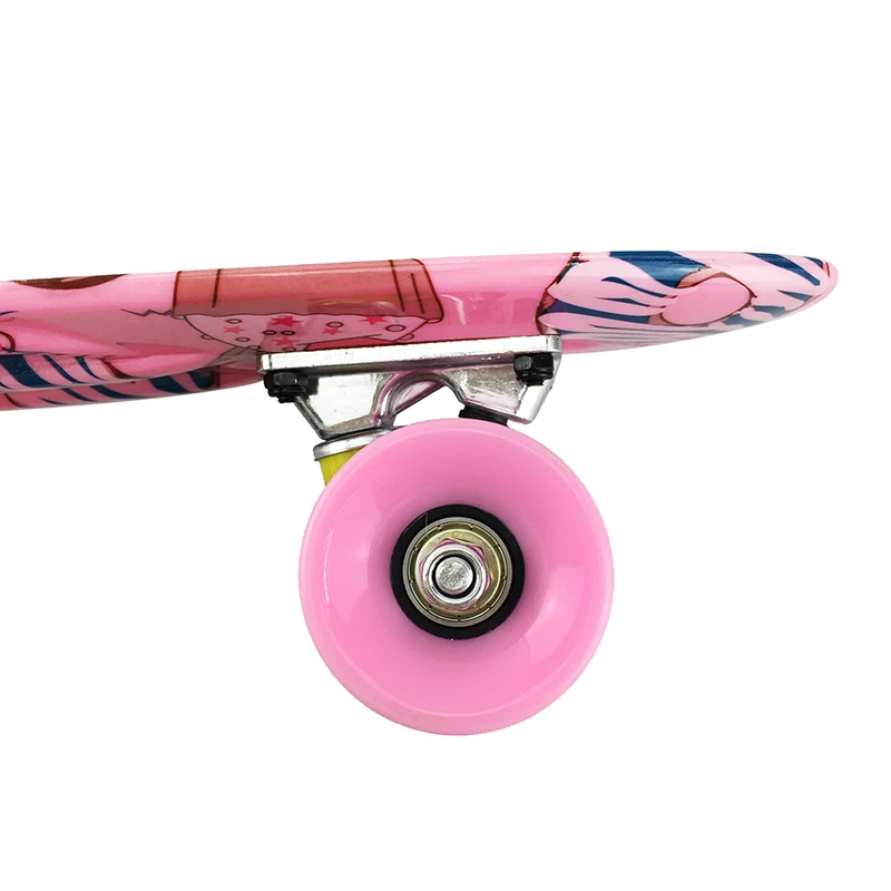 Pink Mini Penny Board Children Longboard Fish Board Cartoon Graphic Complete Skateboard Ready To Use Portable Scooter Toy 22\